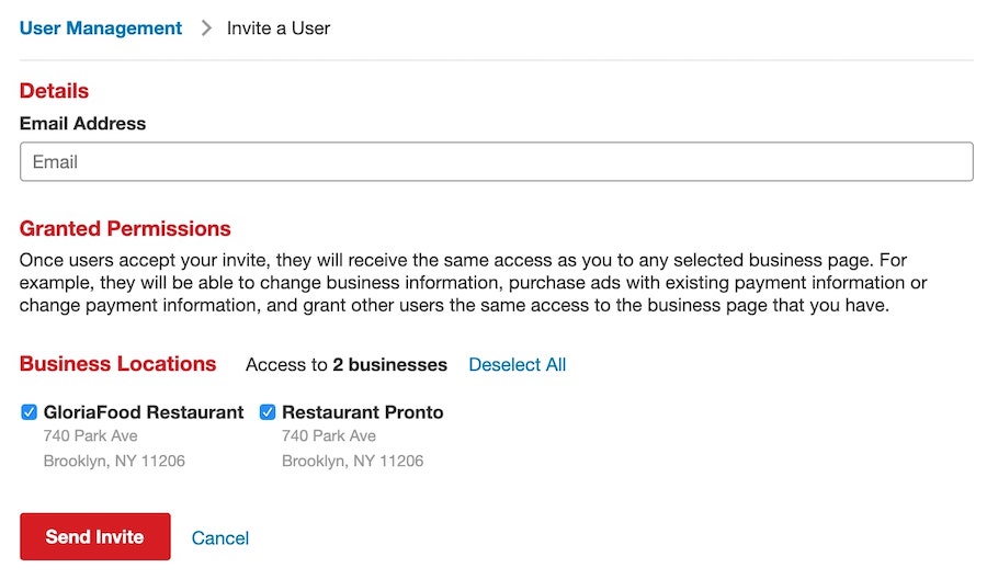how to grant access to your yelp page