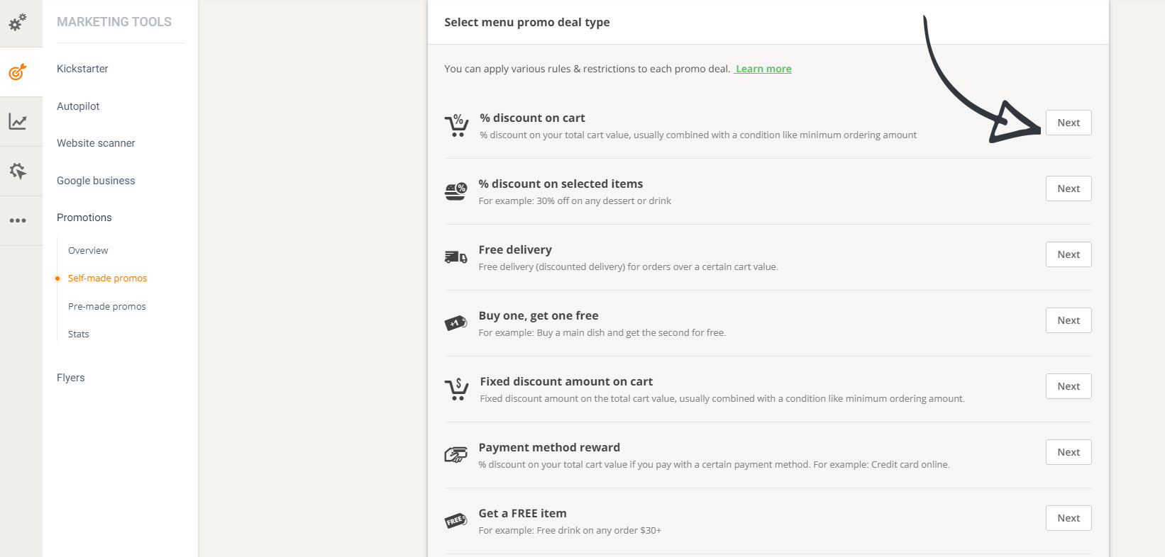 choose a restaurant promotion template