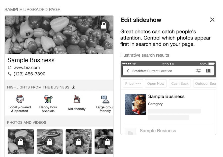 create a yelp business slideshow