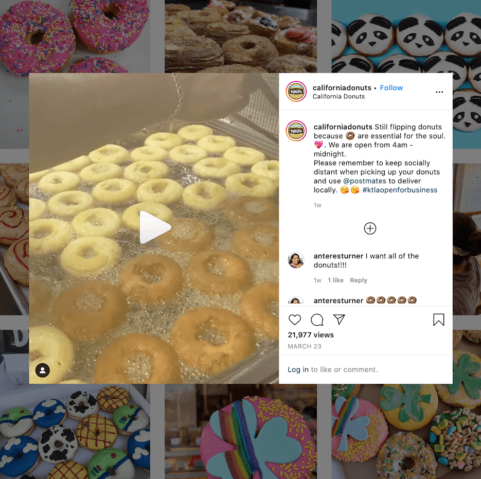 restaurant instagram marketing ideas from california donuts