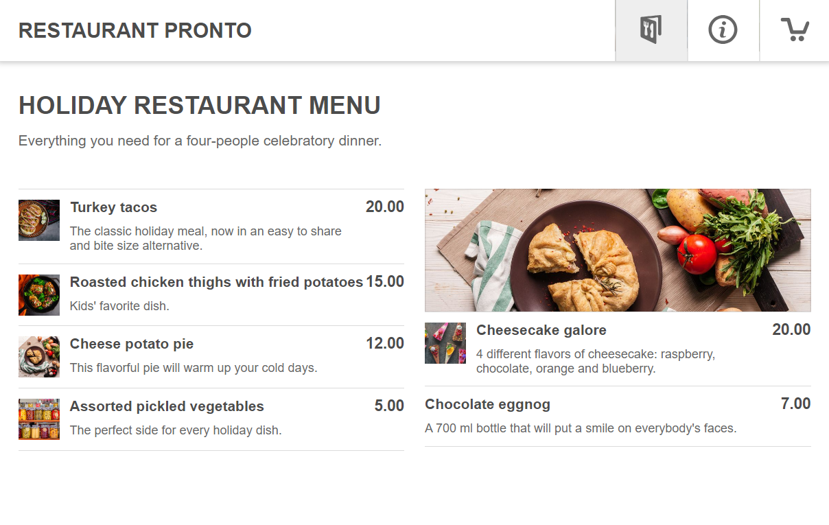 seasonal menu example
