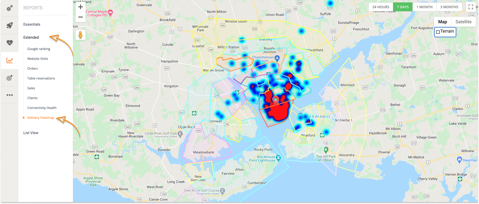 food delivery heatmap