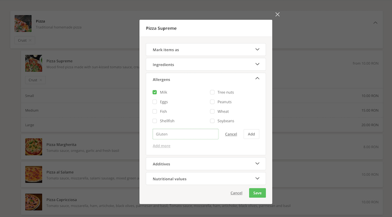 how to add restaurant allergen information to your menu