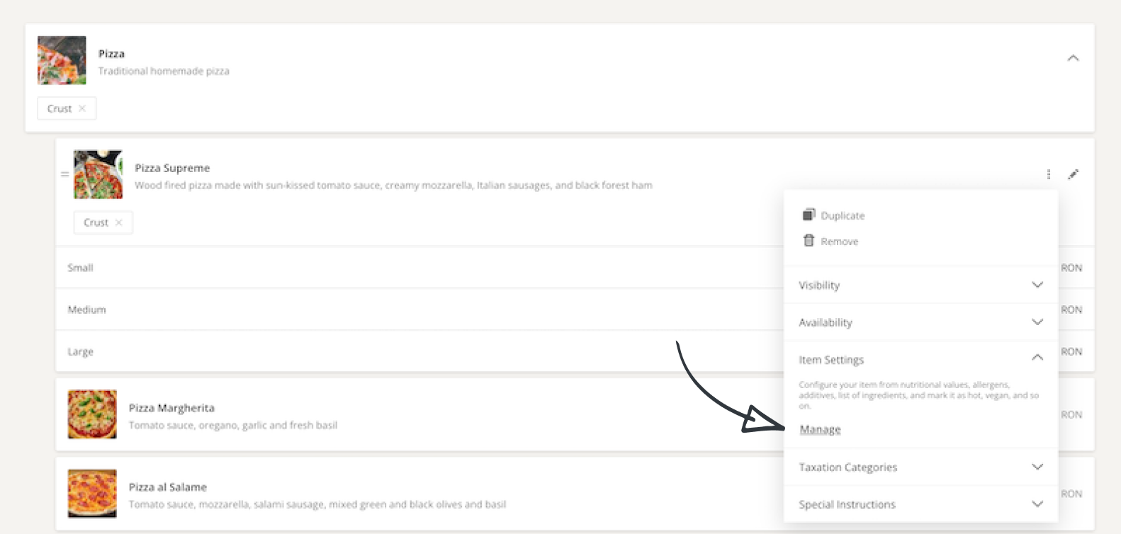 how to create a menu with allergen information