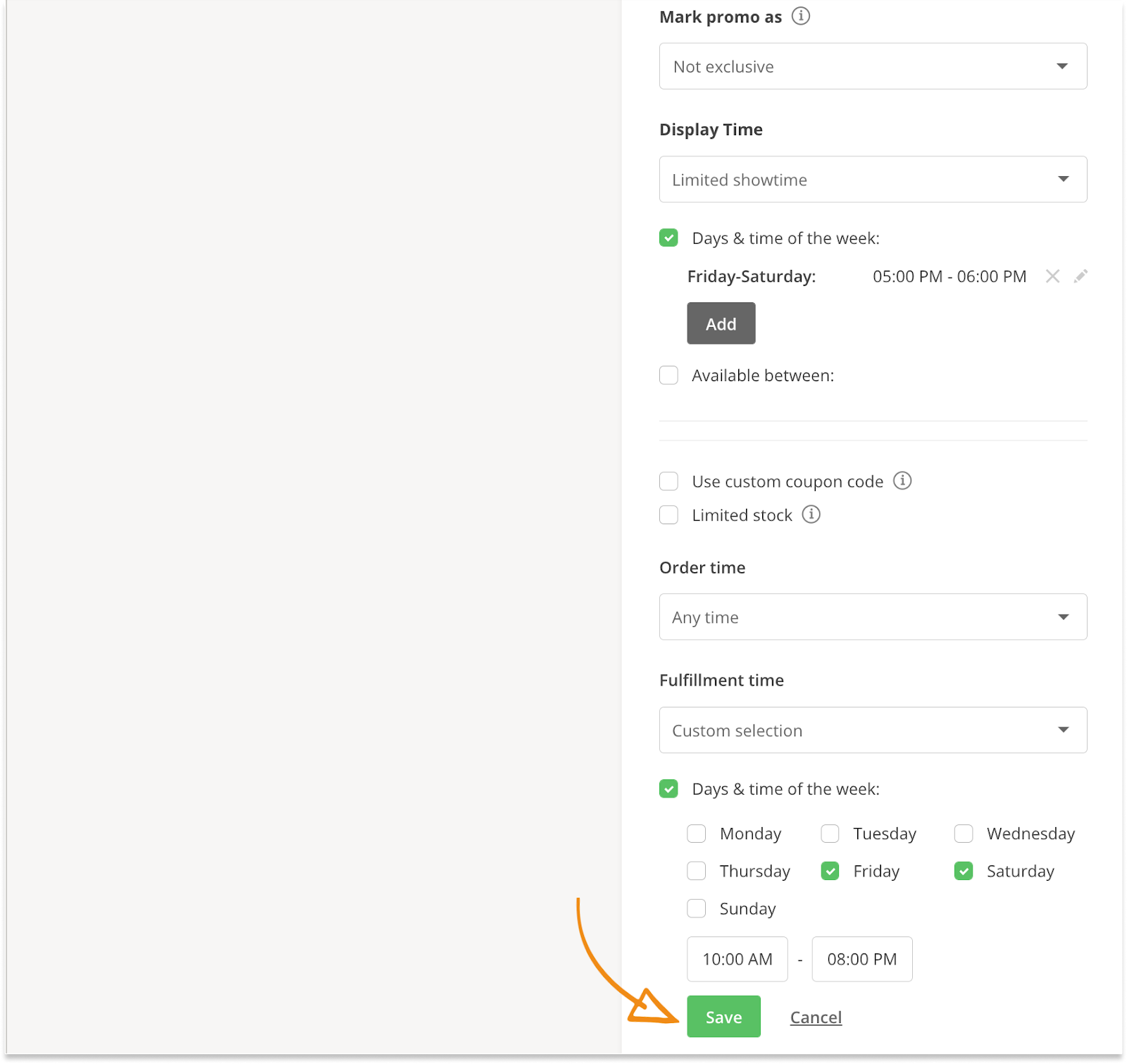 restaurant promotion customization