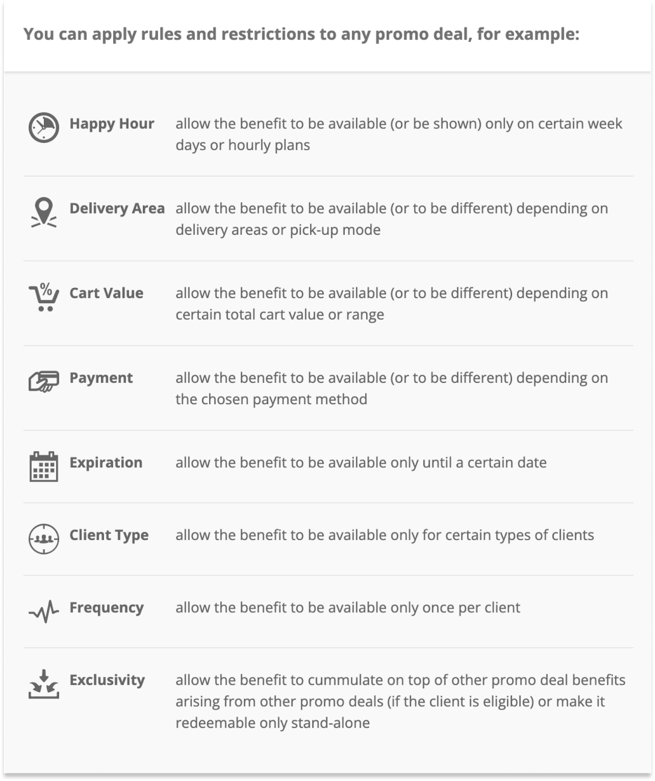restaurant promotion template rules