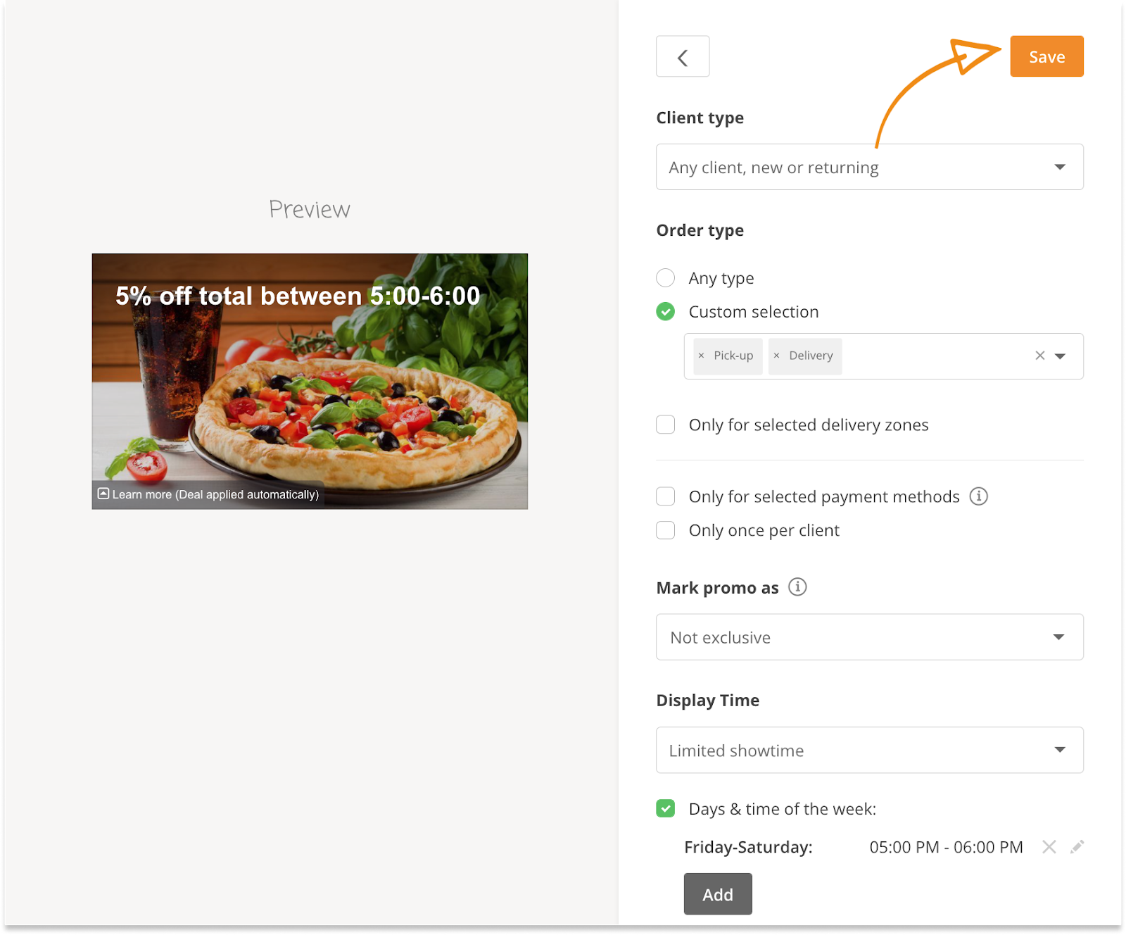 save restaurant promotion template