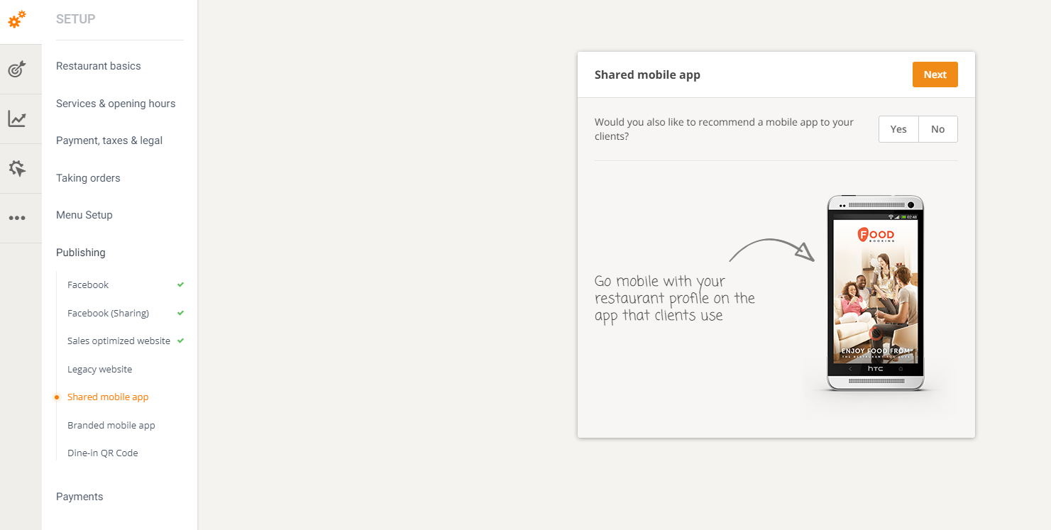 shared restaurant mobile app