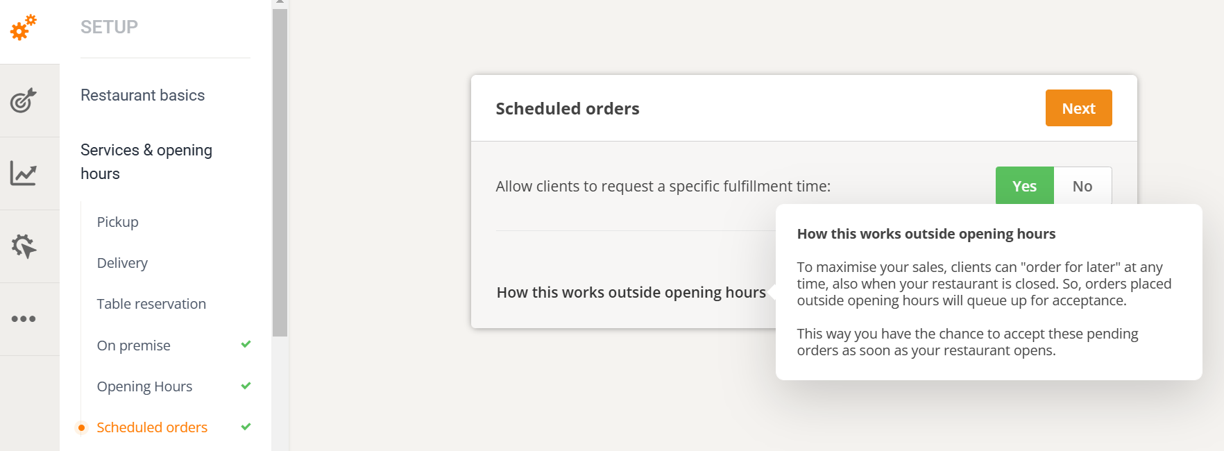 restaurant holiday scheduled orders