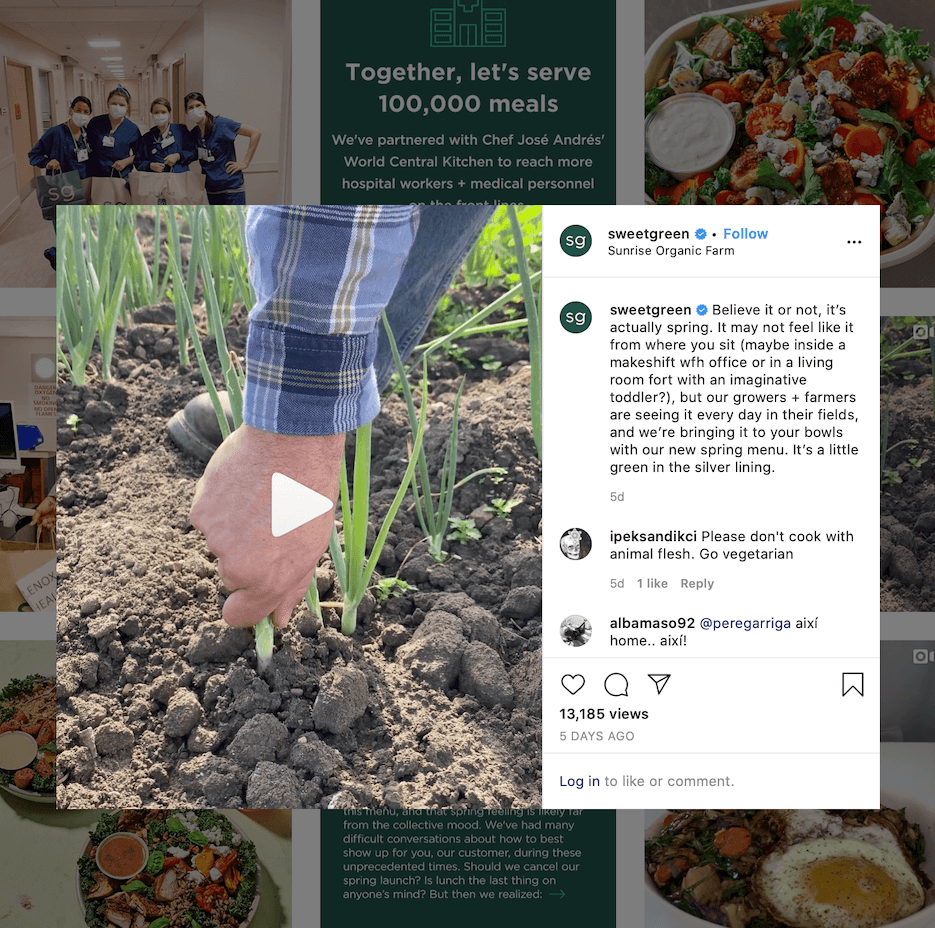 restaurant instagram post ideas from sweet green