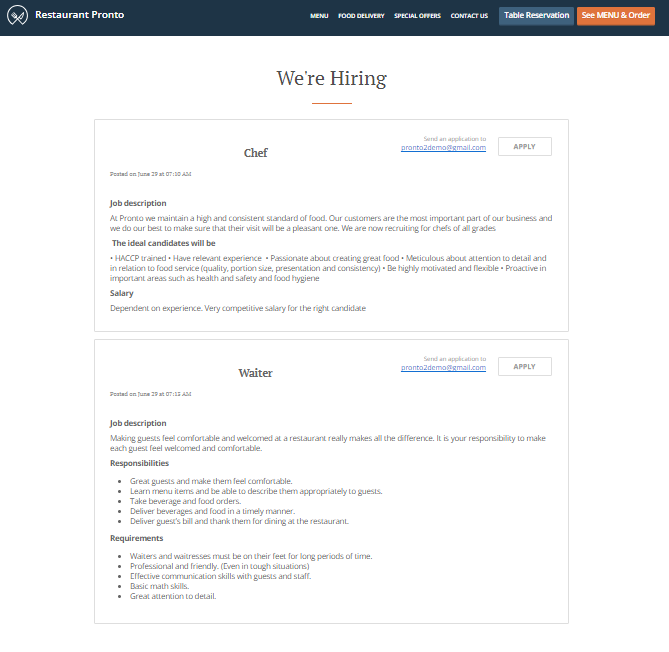 teamwork in restaurants examples